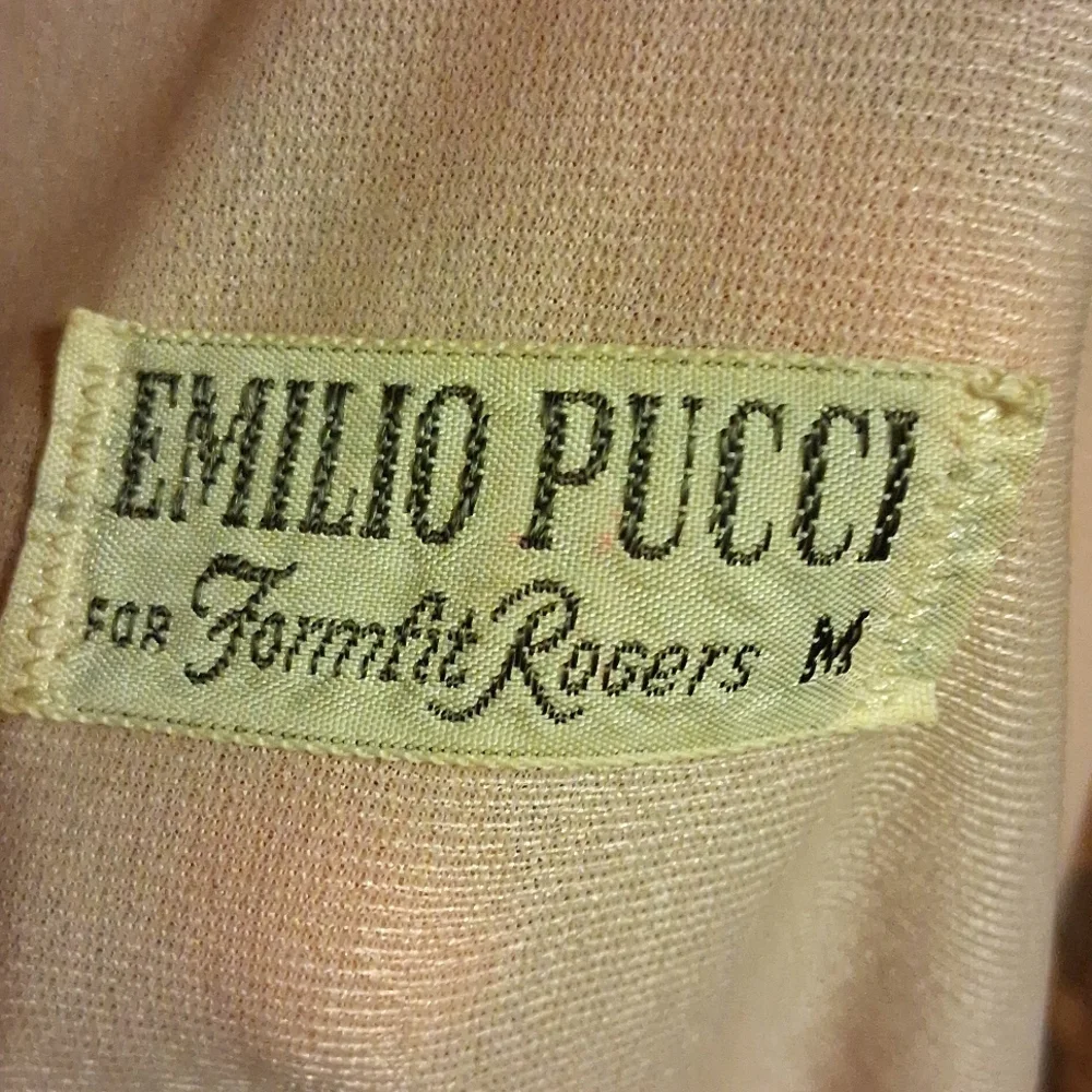 Emilio Pucci Vtg Robe & Chemise Set In Soft Pink W Bronze Lace.  Rare.  Medium